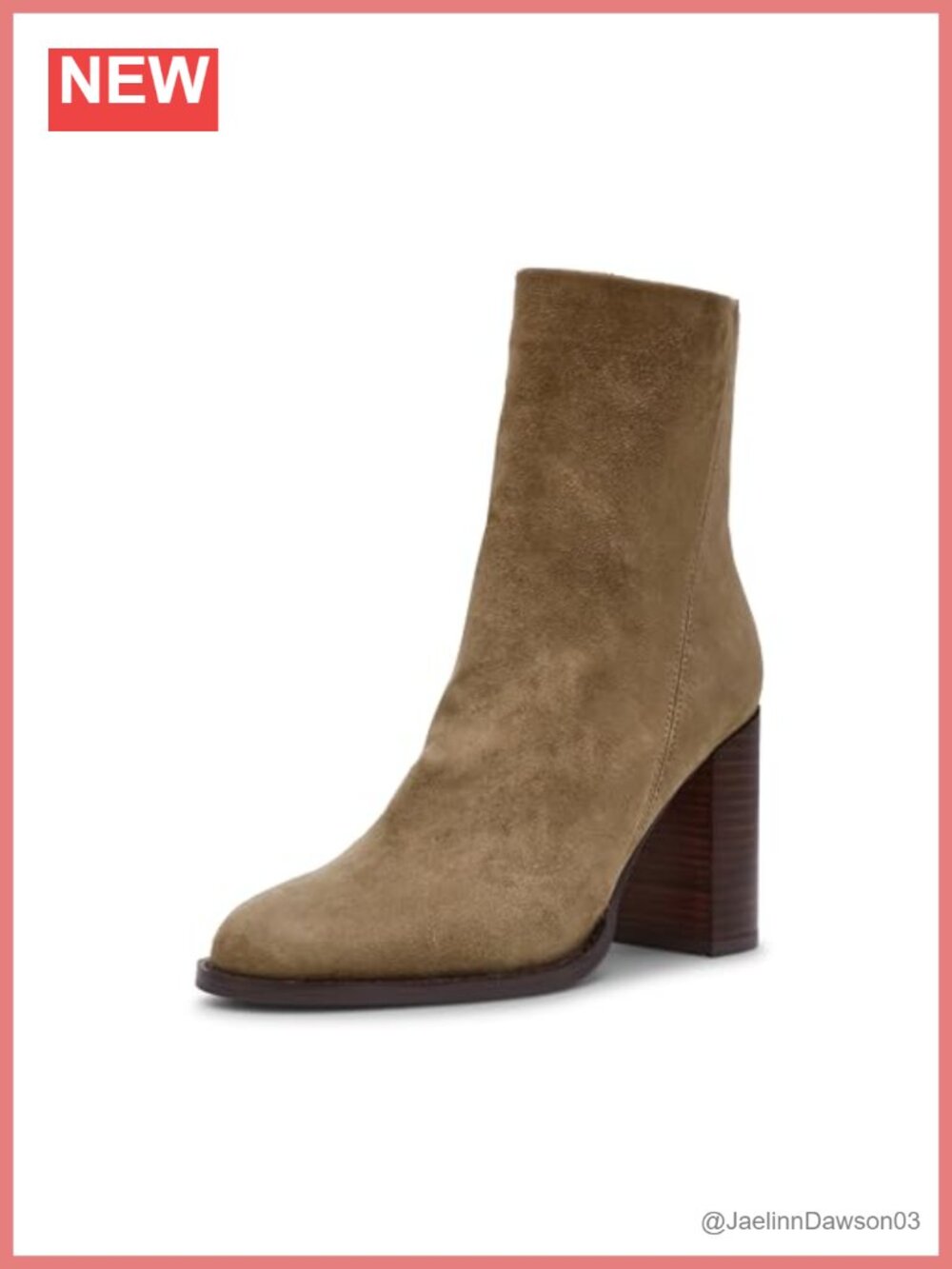 Taupe Suede Ankle Bootie Block Heel Zip Closure